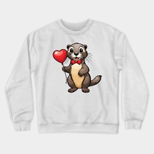 Otter Heart Balloon - Valentines Day Crewneck Sweatshirt